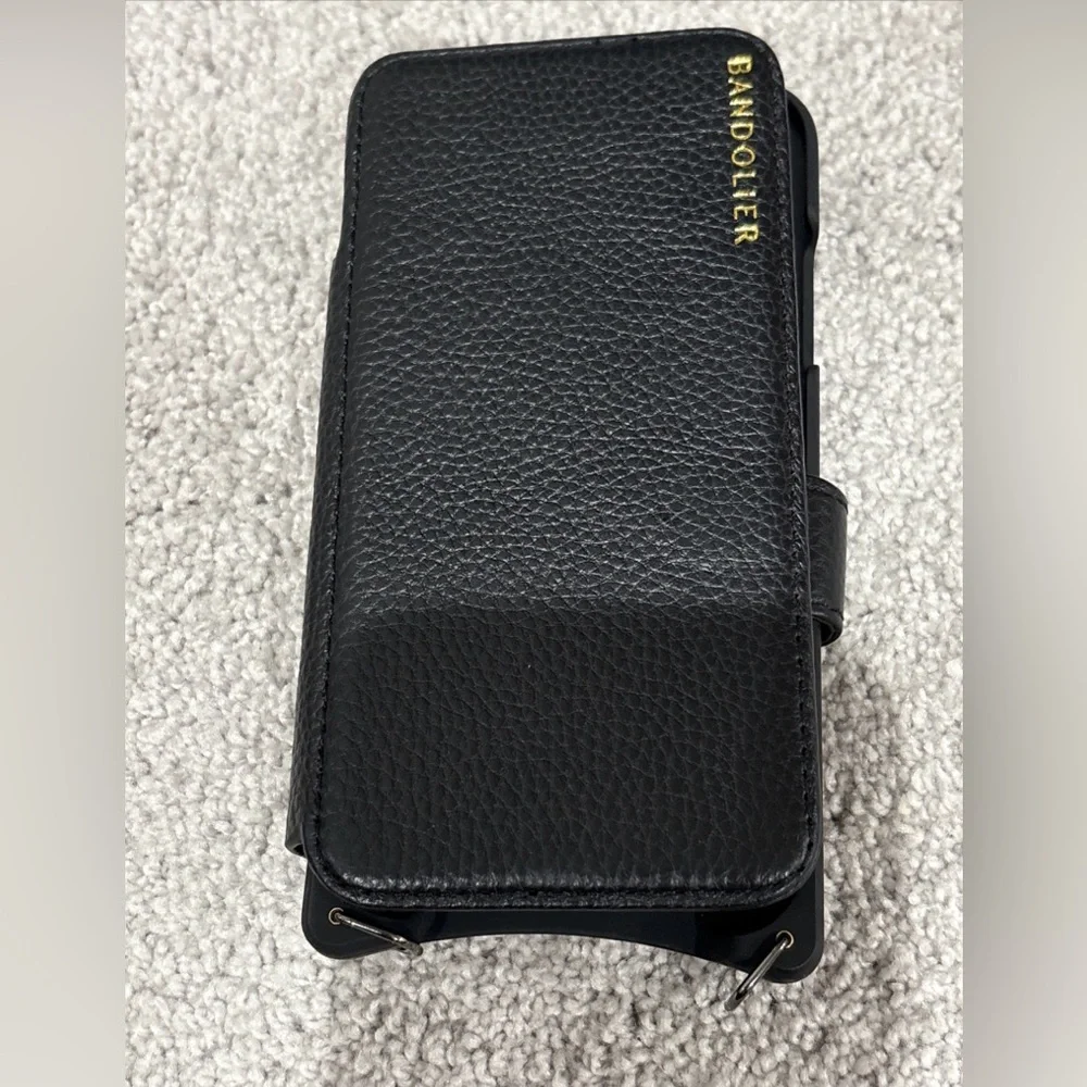 Bandolier Hailey Folio CROSSBODY PHONE CASE IN BLACK/PEWTER, fits iPhone X/XS.